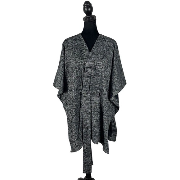 Gap Women's Heather Marl Charcoal Cozy Knit Poncho w/Tie Belt Size XS/S New - Picture 1 of 9